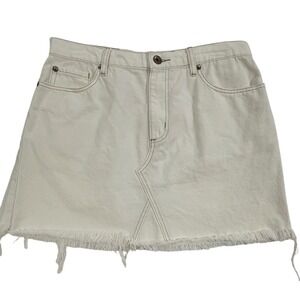 Pistola Denim Mini Skirt Raw Hem White Wash Cotton Blend Size 30 (213)